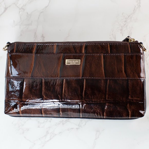Kate Spade Knightsbridge Byrd Clutch Bag Chestnut Patent Leather Purse - Picture 4 of 8